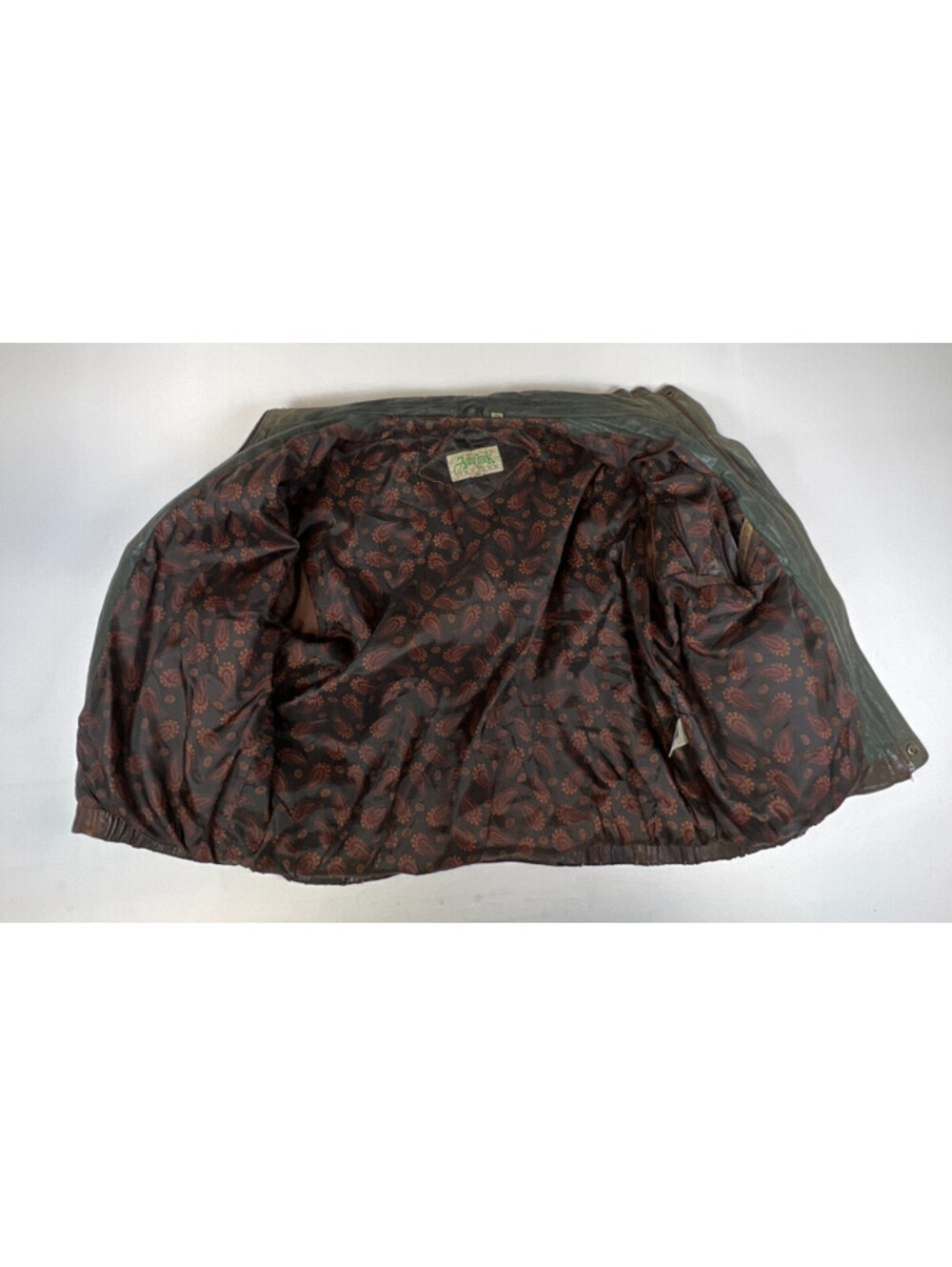 Ash Creek Trading Vintage Brown Leather Bomber Jacket Mens XL Paisley Lining - Picture 4 of 13